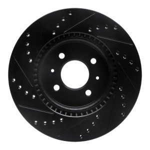 Hyundai Accent Brake Rotor (1) - Front Right - R1 Concepts - Drilled & Slotted - Black - `12-`23